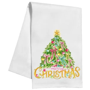 Rosanne Beck Vintage Pink Christmas Tree Kitchen Towel