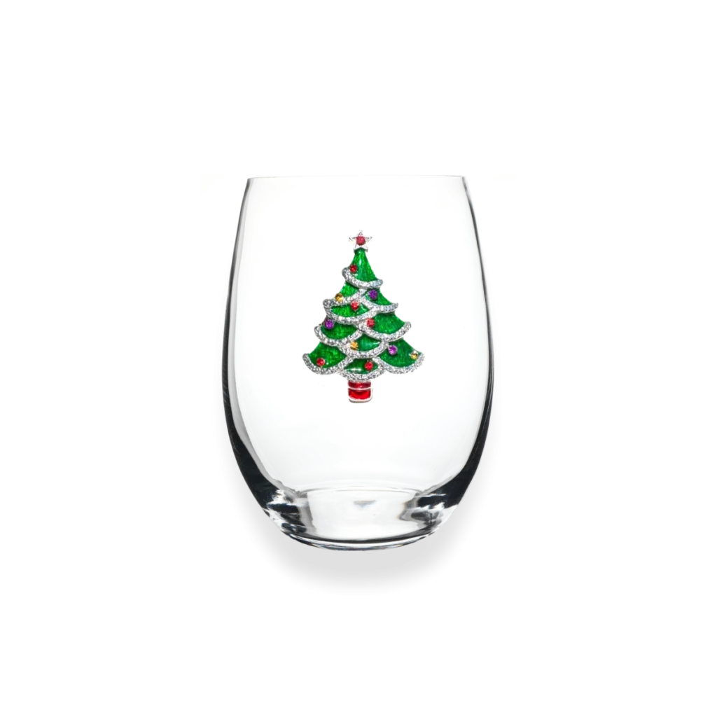 The Queens' Jewels Christmas Tree Stemless Wine Glass