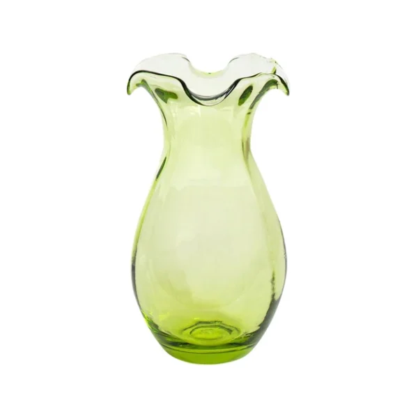 Vietri Hibiscus Glass Vertical Fluted Small Vase - Green