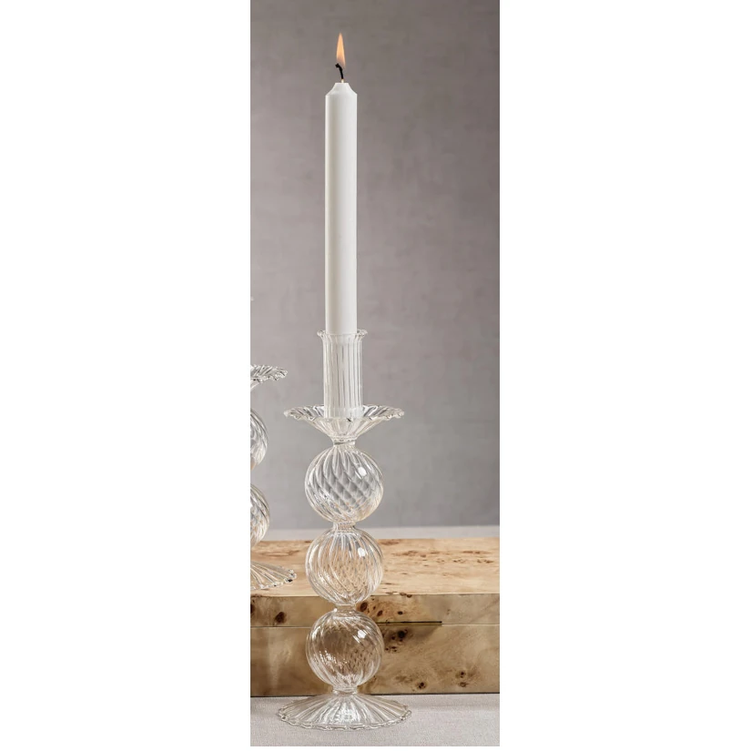 Zodax San Marco Swirl Glass Taper Holder 10.5"