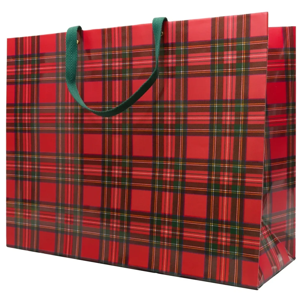 Caspari Royal Plaid Jumbo Gift Bag