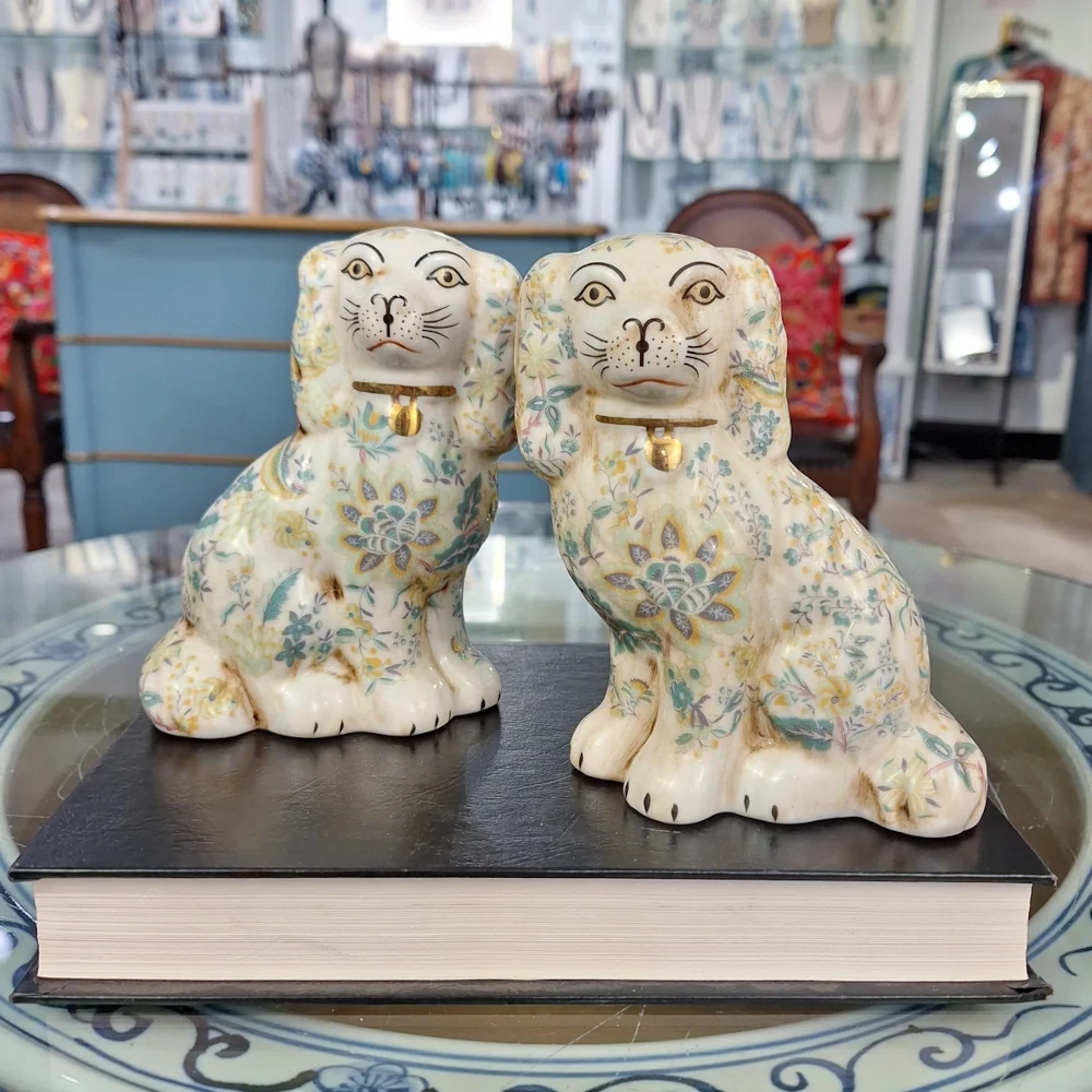 Danny's Porcelain Staffordshire Style Dog Figurines - Chimney Pattern, Small