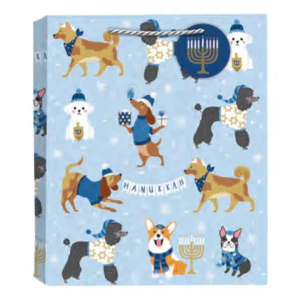 Design Design Happy Hanukkah Pups Large Gift Bag