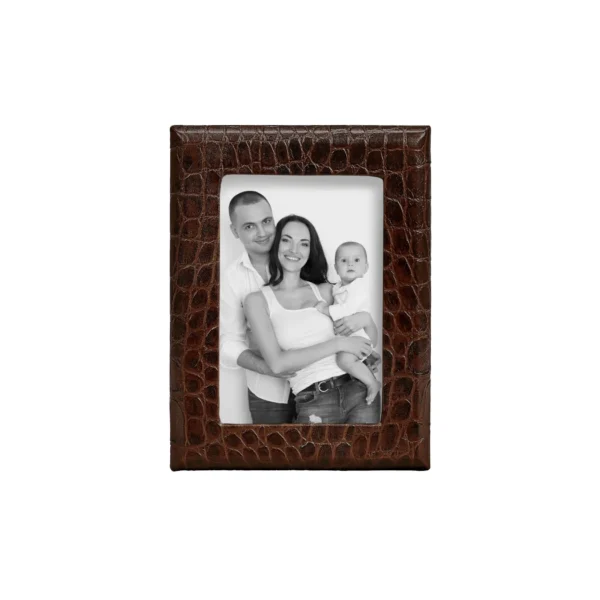Graphic Image 4" x 6" Brown Embossed Croc Leather Frame