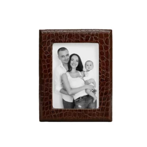 Graphic Image 5" x 7" Brown Embossed Croc Leather Frame