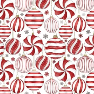 Jillson & Roberts Red and White Ornaments Gift Wrap Roll