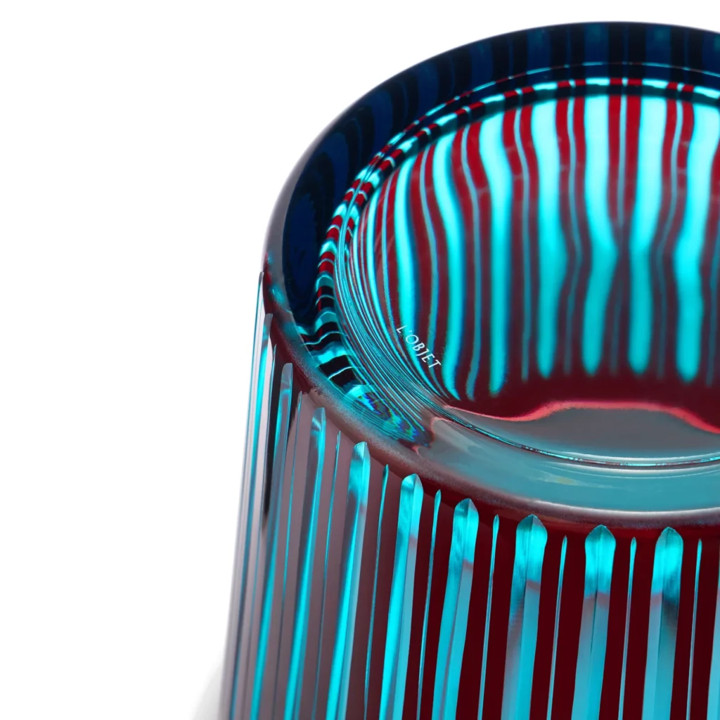 L'Objet Prism Ice Bucket + Tongs - Bordeaux