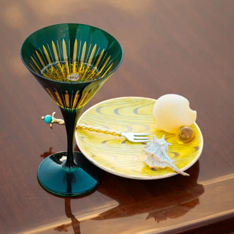 L'Objet Prism Martini Glass - Green