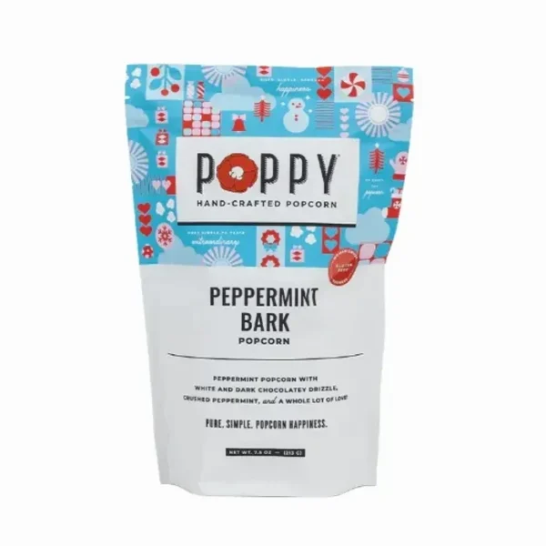 Poppy Chocolate Peppermint Bark Popcorn