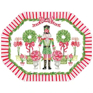 Rosanne Beck Nutcracker and Poinsettis Posh Die-Cut Placemat