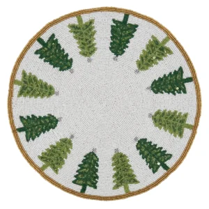 Saro 2418 Beaded Christmas Trees Placemat