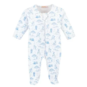 Baby Club Chic Barking Bliss Blue Zip Footie