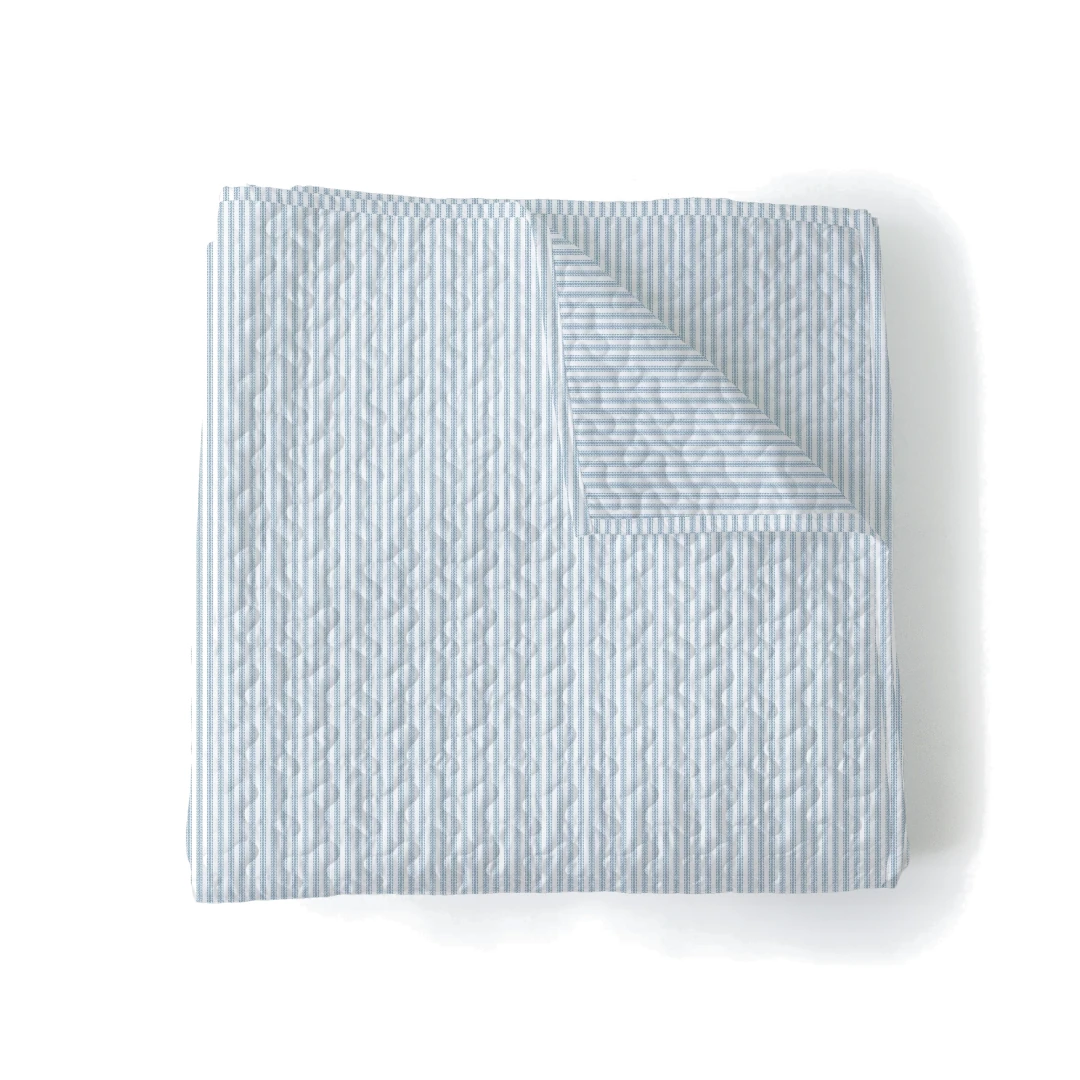 Ida Mae Ticking Stripe Blue Baby Blanket