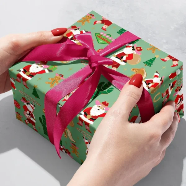Jillson & Roberts Rodeo Santa Gift Wrap Roll