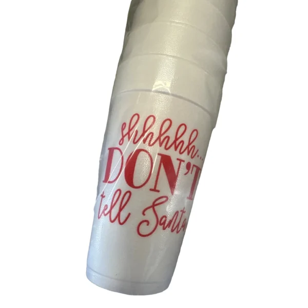 Rosanne Beck Shhh... Don't Tell Santa Styrofoam Cups