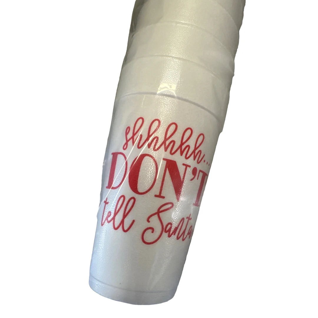 Rosanne Beck Shhh... Don't Tell Santa Styrofoam Cups