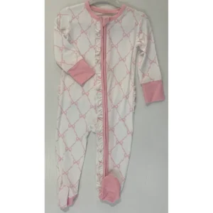 Pink Bow Trellis Footie Romper