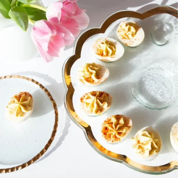 Annieglass Roman Antique Deviled Egg Platter - Gold