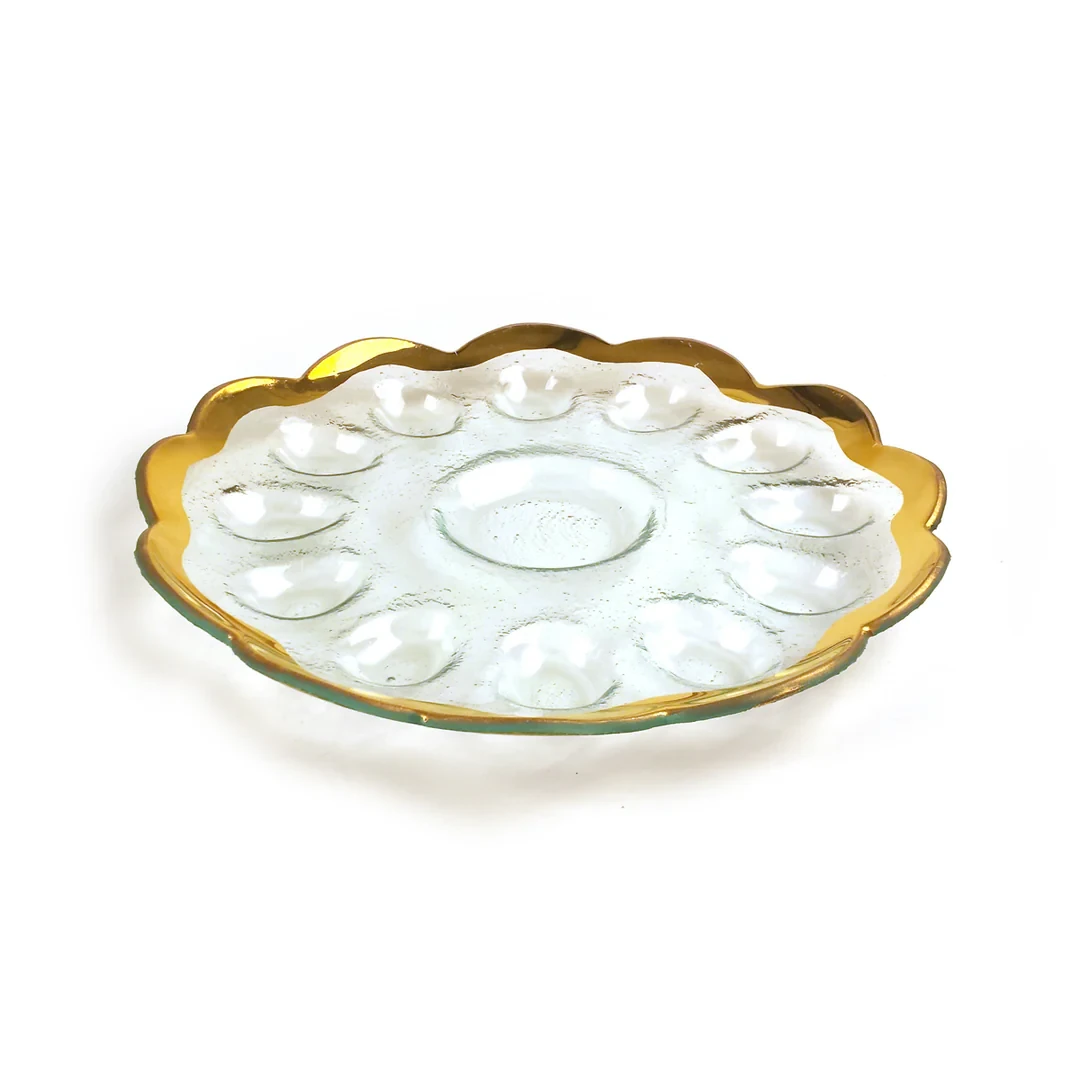 Annieglass Roman Antique Deviled Egg Platter - Gold