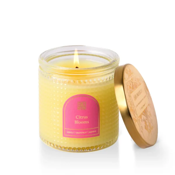 Aromatique Citrus Blooms - Textured Glass Candle with Lid