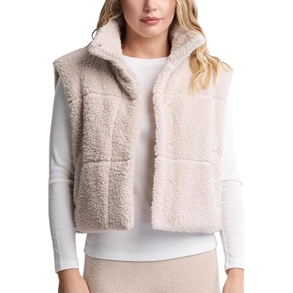 Barefoot Dreams Brushed CozyChic Puffer Vest - Stone
