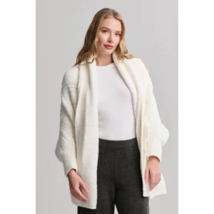 Barefoot Dreams CozyChic Cotton Tonal Plaid Blanket Wrap - Pearl