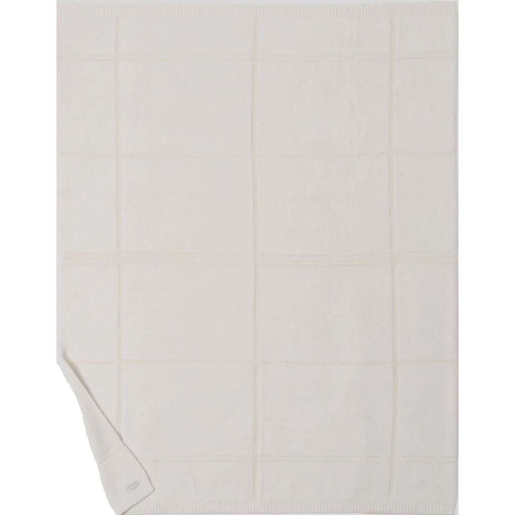 Barefoot Dreams CozyChic Cotton Tonal Plaid Throw - Cream