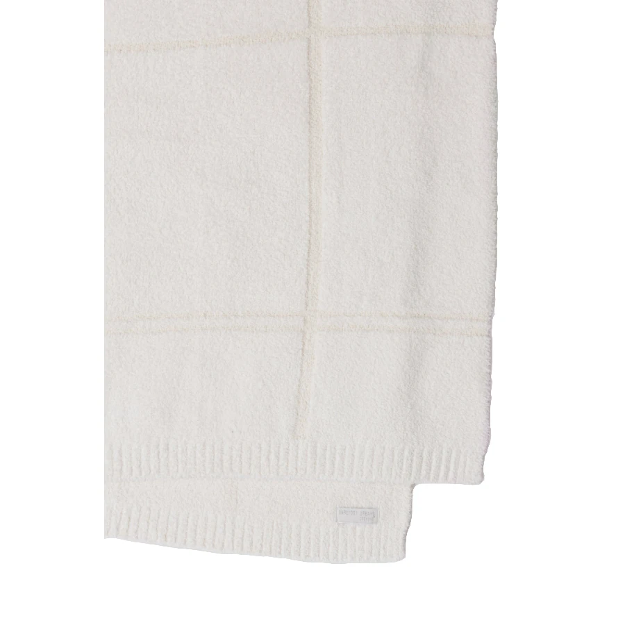 Barefoot Dreams CozyChic Cotton Tonal Plaid Throw - Cream