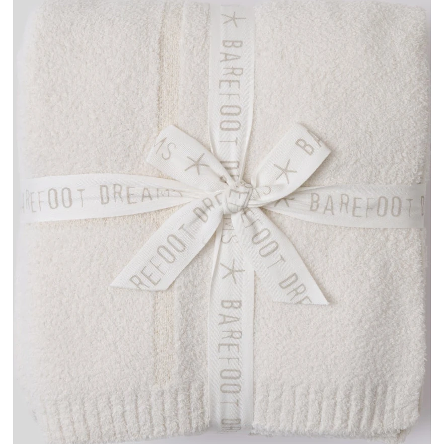 Barefoot Dreams CozyChic Cotton Tonal Plaid Throw - Cream