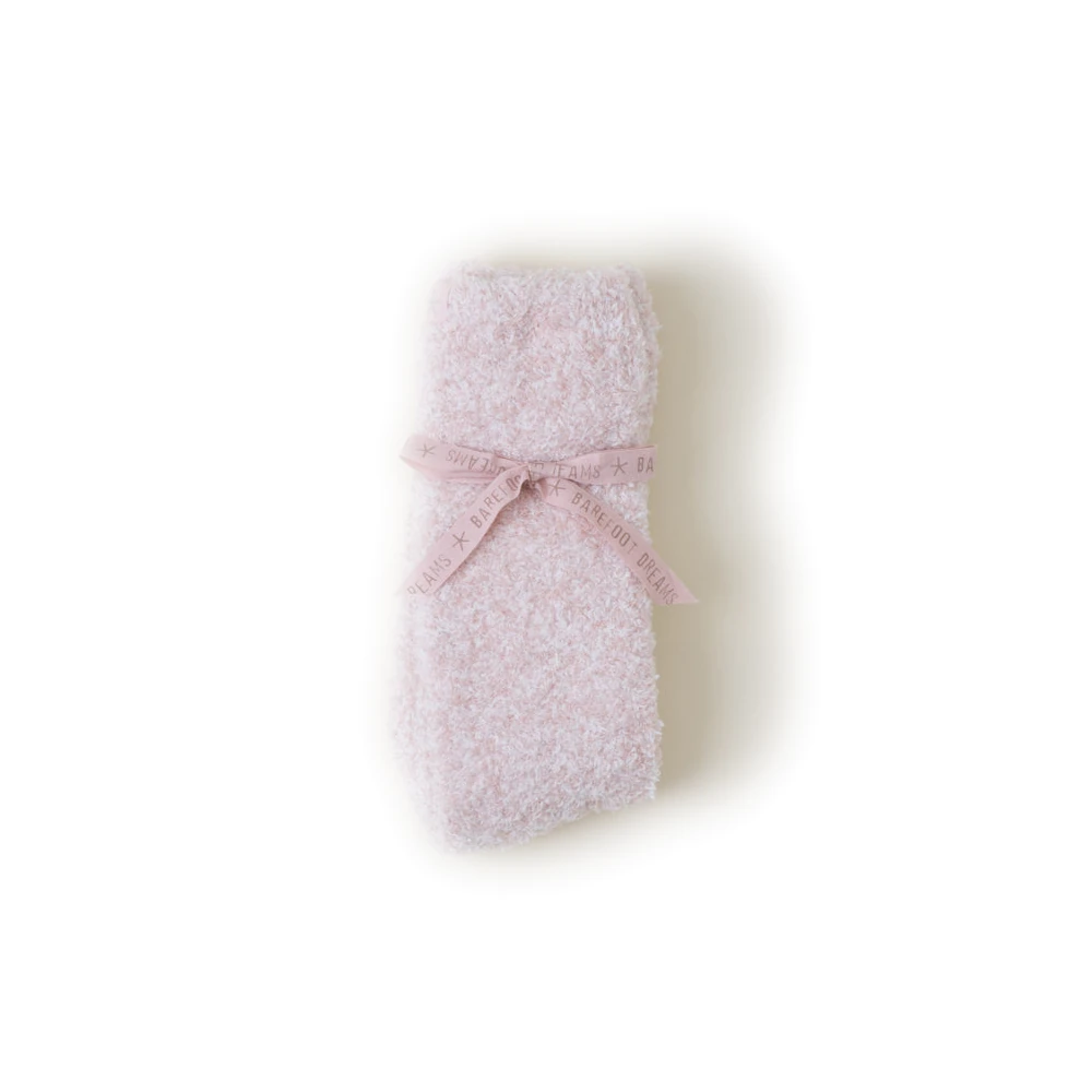 Barefoot Dreams CozyChic Heathered Socks - Dusty Rose/White - S/M