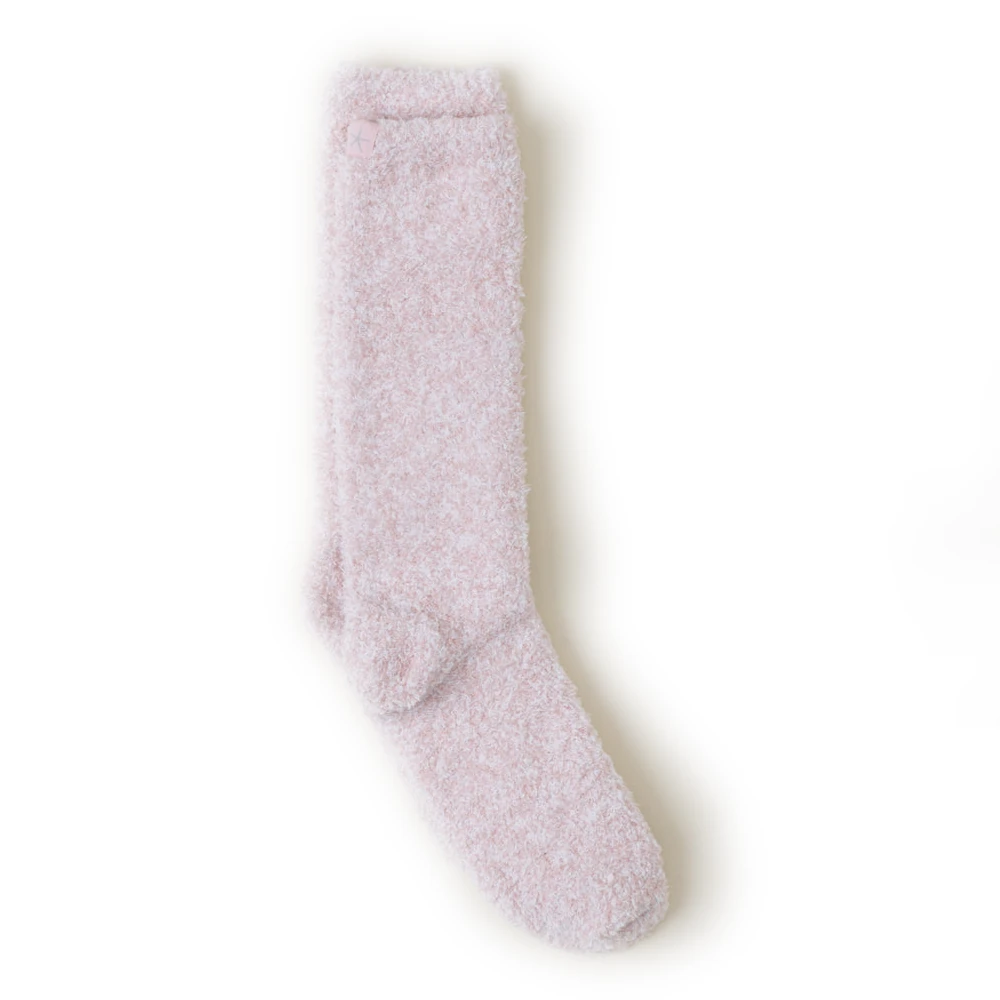 Barefoot Dreams CozyChic Heathered Socks - Dusty Rose/White - S/M