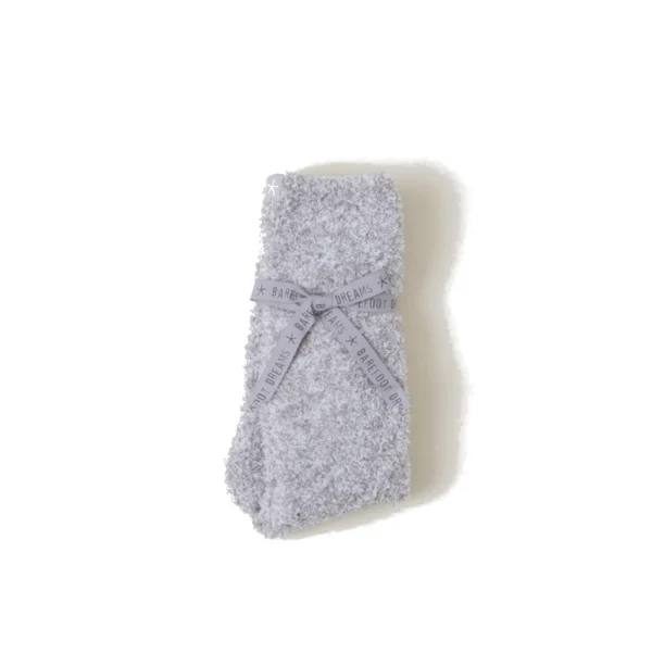 Barefoot Dreams CozyChic Heathered Socks - Oyster/White - S/M