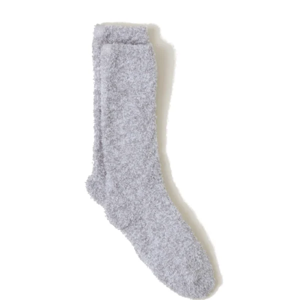 Barefoot Dreams CozyChic Heathered Socks - Oyster/White - S/M
