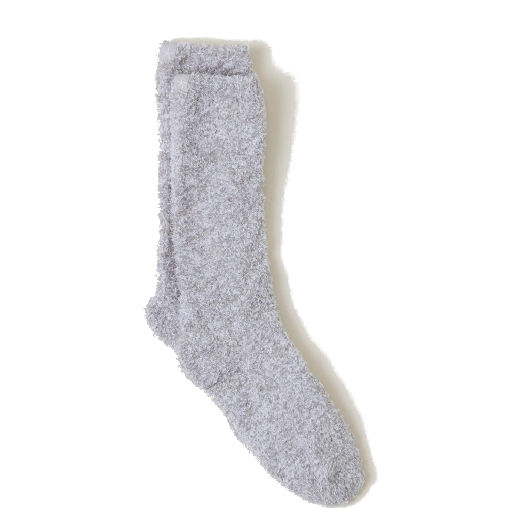 Barefoot Dreams CozyChic Heathered Socks - Oyster/White - S/M