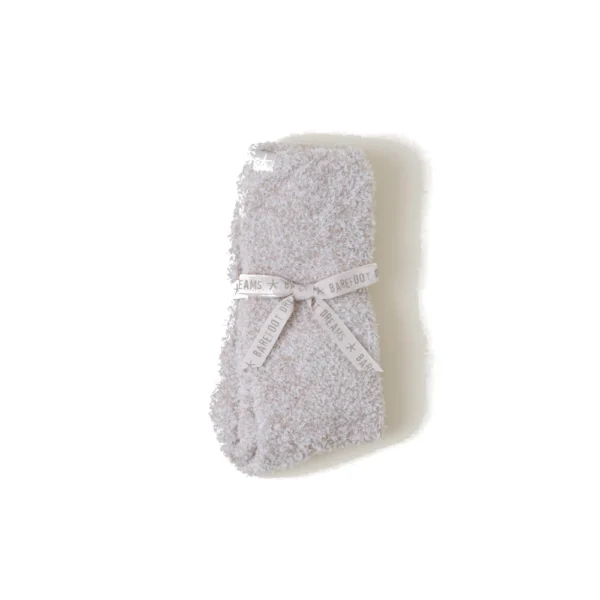 Barefoot Dreams CozyChic Heathered Socks - Stone/White - S/M
