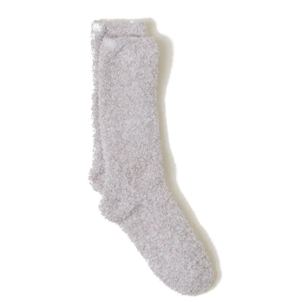 Barefoot Dreams CozyChic Heathered Socks - Stone/White - S/M