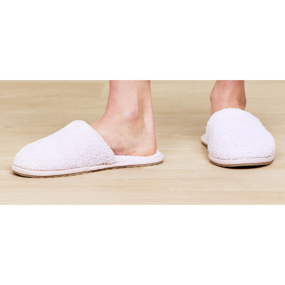 Barefoot Dreams CozyChic Unisex Slipper- Dusty Rose/White