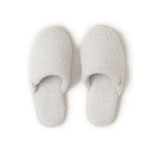 Barefoot Dreams CozyChic Unisex Slipper- Heather Stone/White