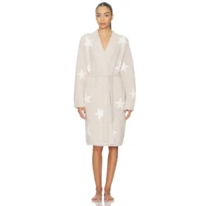 Barefoot Dreams CozyChic Starry Night Robe - Stone & Pearl