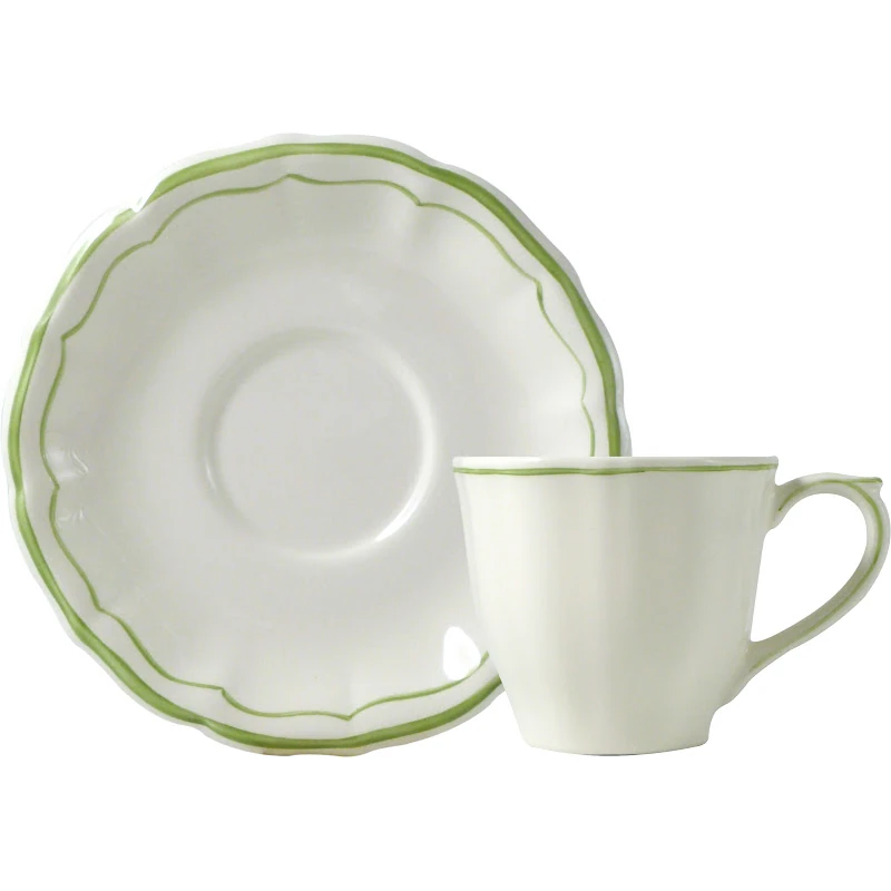 Gien Filet Vert Tea Cup and Saucer