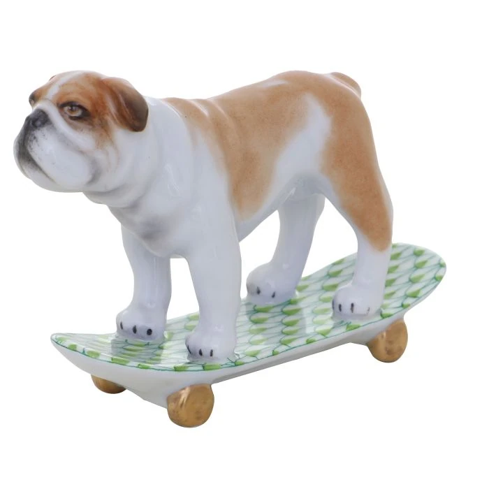 Herend Skateboarding Bulldog - Keylime