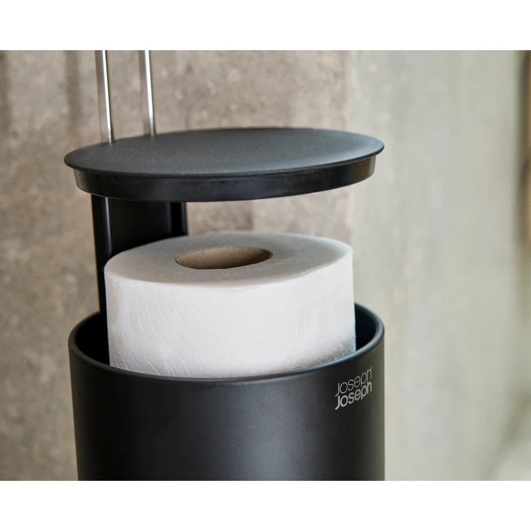 Joseph Joseph EasyStore Concealed Toilet Paper Holder - Matt Black