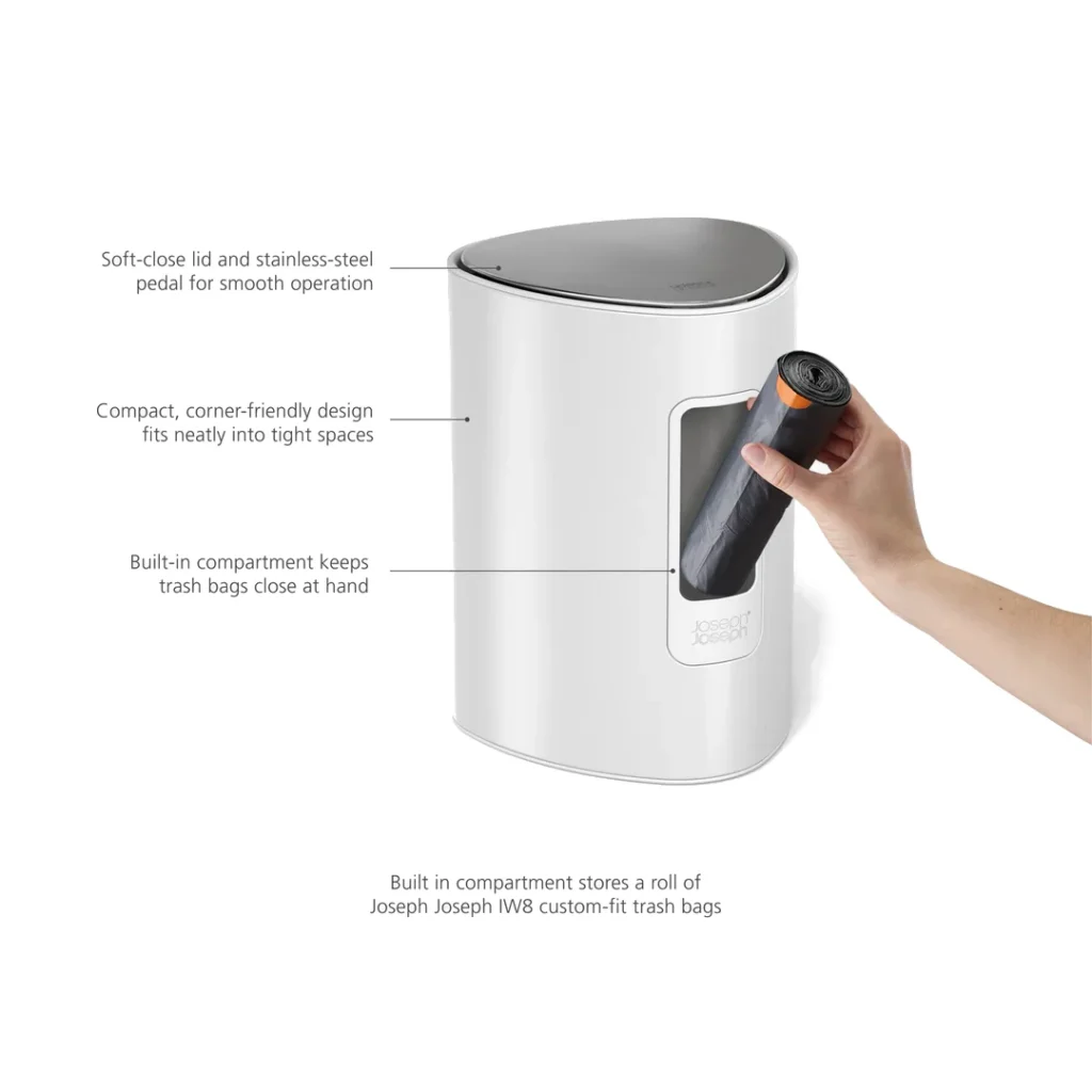 Joseph Joseph EasyStore 5L Trash Can - Gloss White