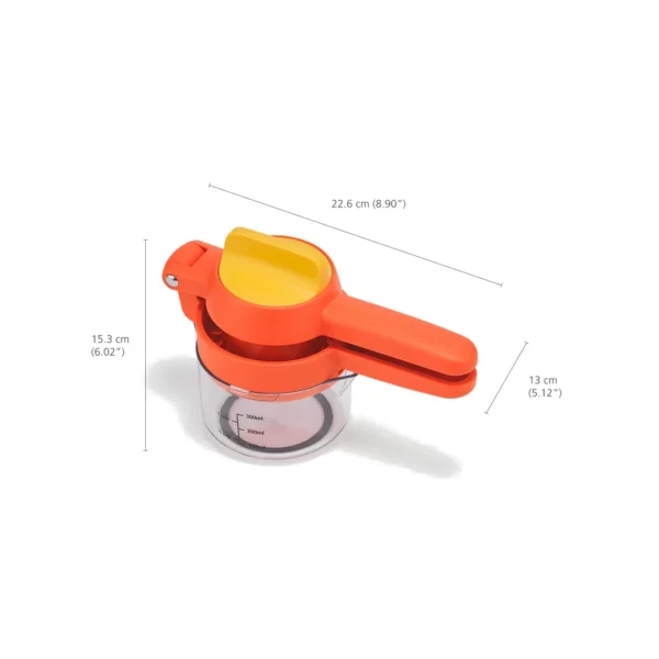 Joseph Joseph JuiceMax Plus Dual-Action Citrus Press with Measuring Cup - Orange