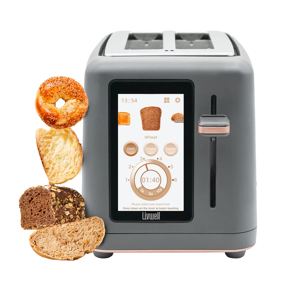 Livwell Touch IQ Matte Grey 2-Slice Toaster
