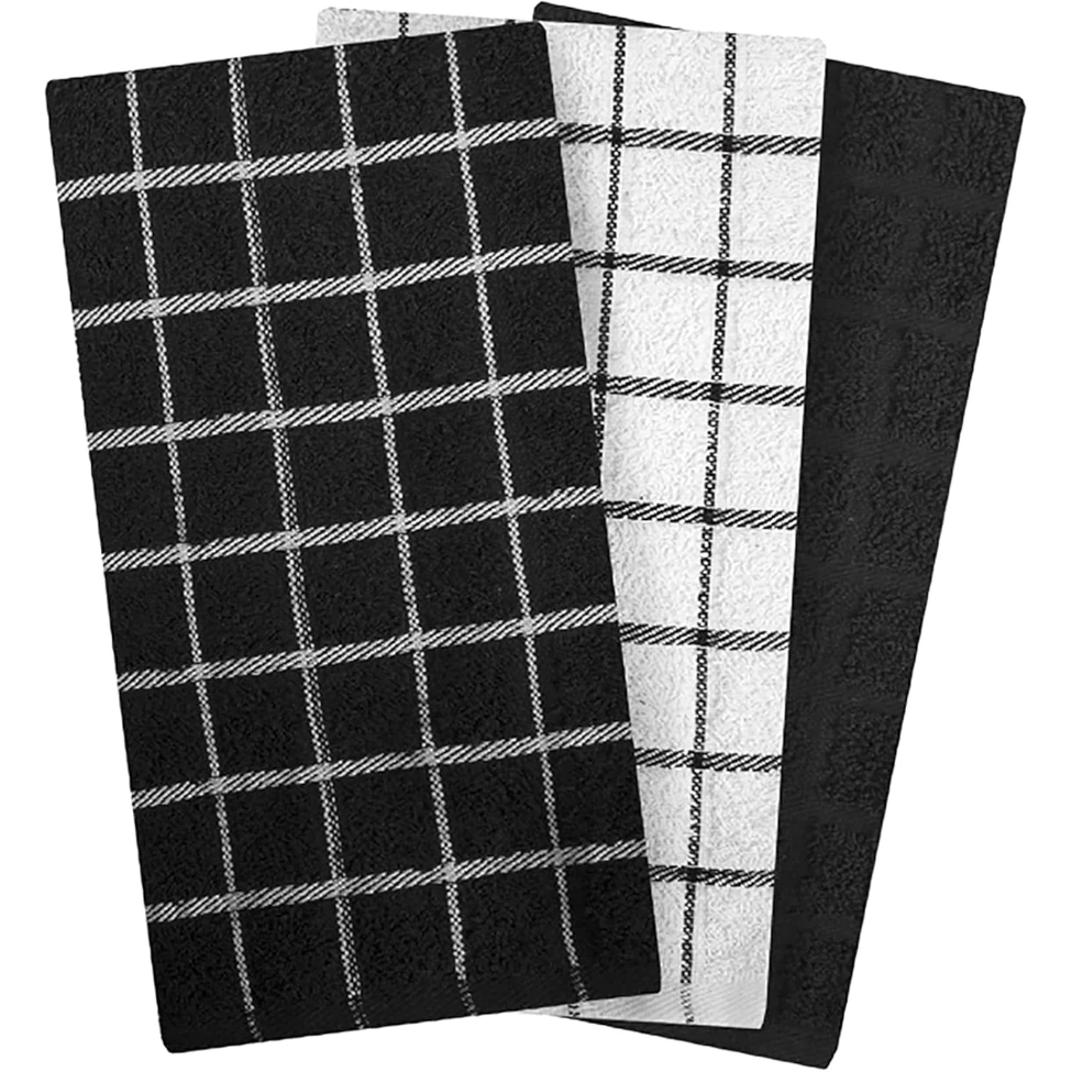 Ritz 3-pk Terry Kitchen Towels - Black