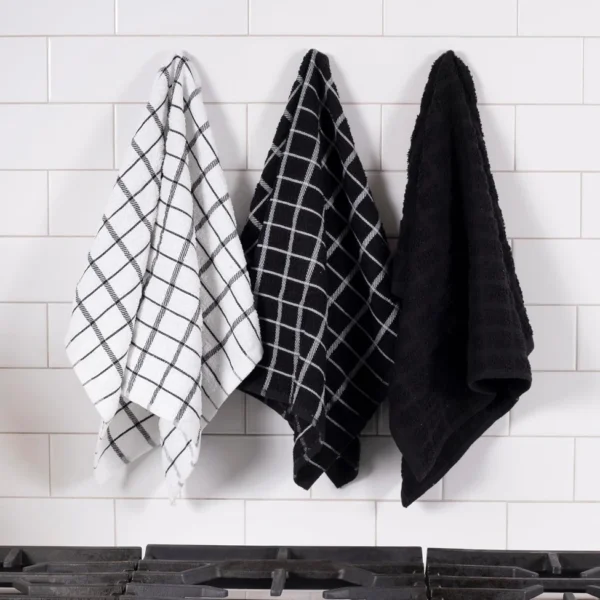 Ritz 3-pk Terry Kitchen Towels - Black