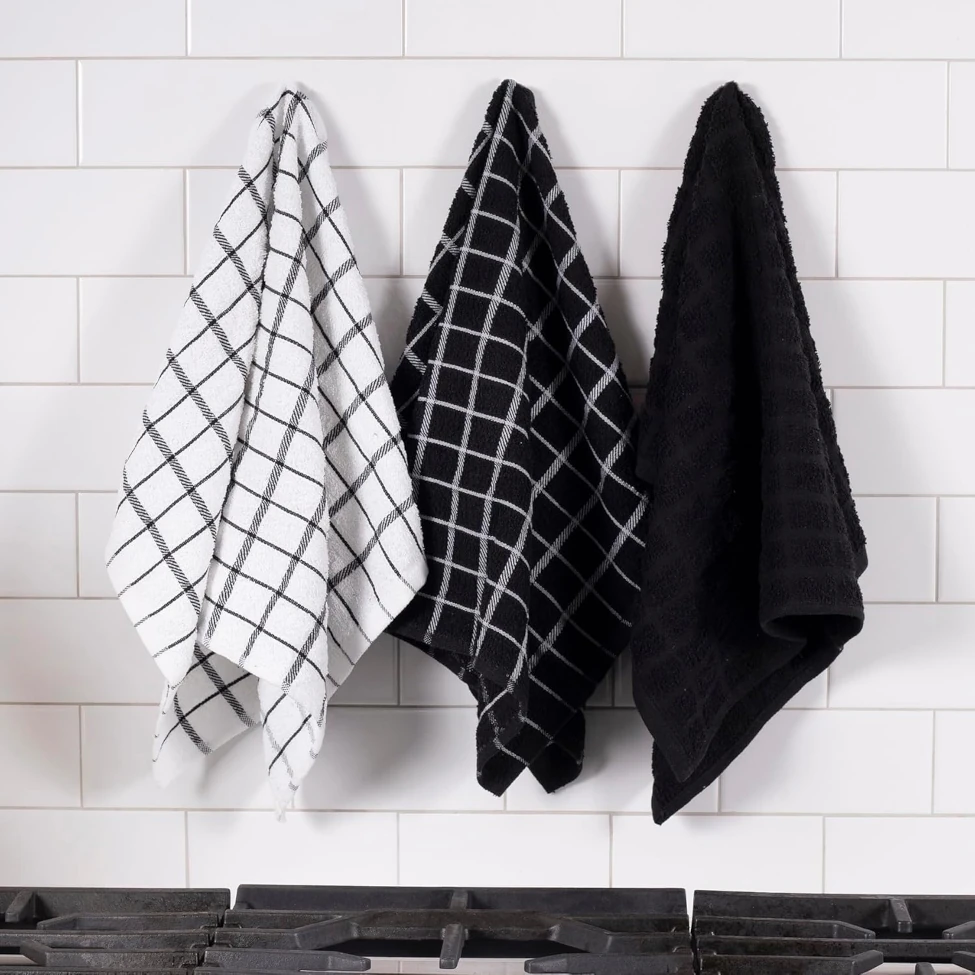 Ritz 3-pk Terry Kitchen Towels - Black