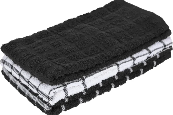 Ritz 3-pk Terry Kitchen Towels - Black