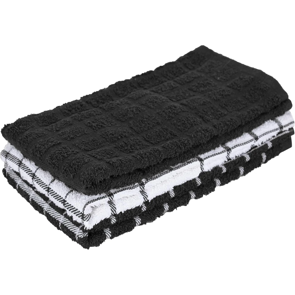 Ritz 3-pk Terry Kitchen Towels - Black